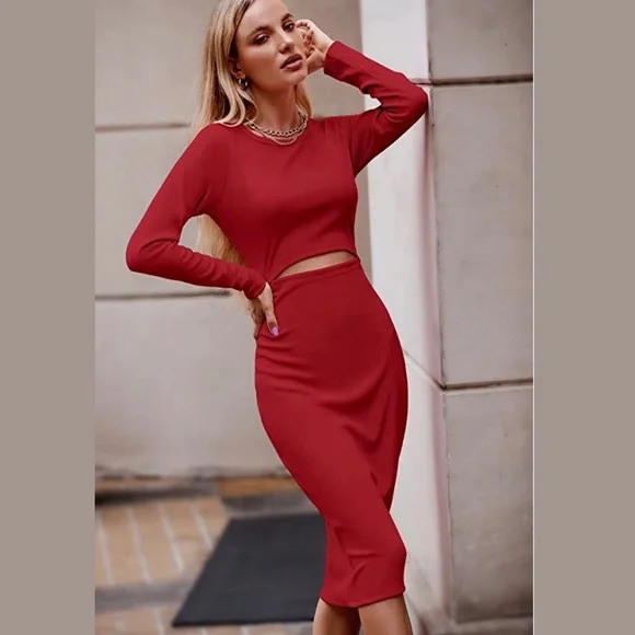 princess polly baby blue dress PrettyGarden | Dresses | Prettygarden Womens Long Sleeve Midi Bodycon Dress  W Cutout Size L